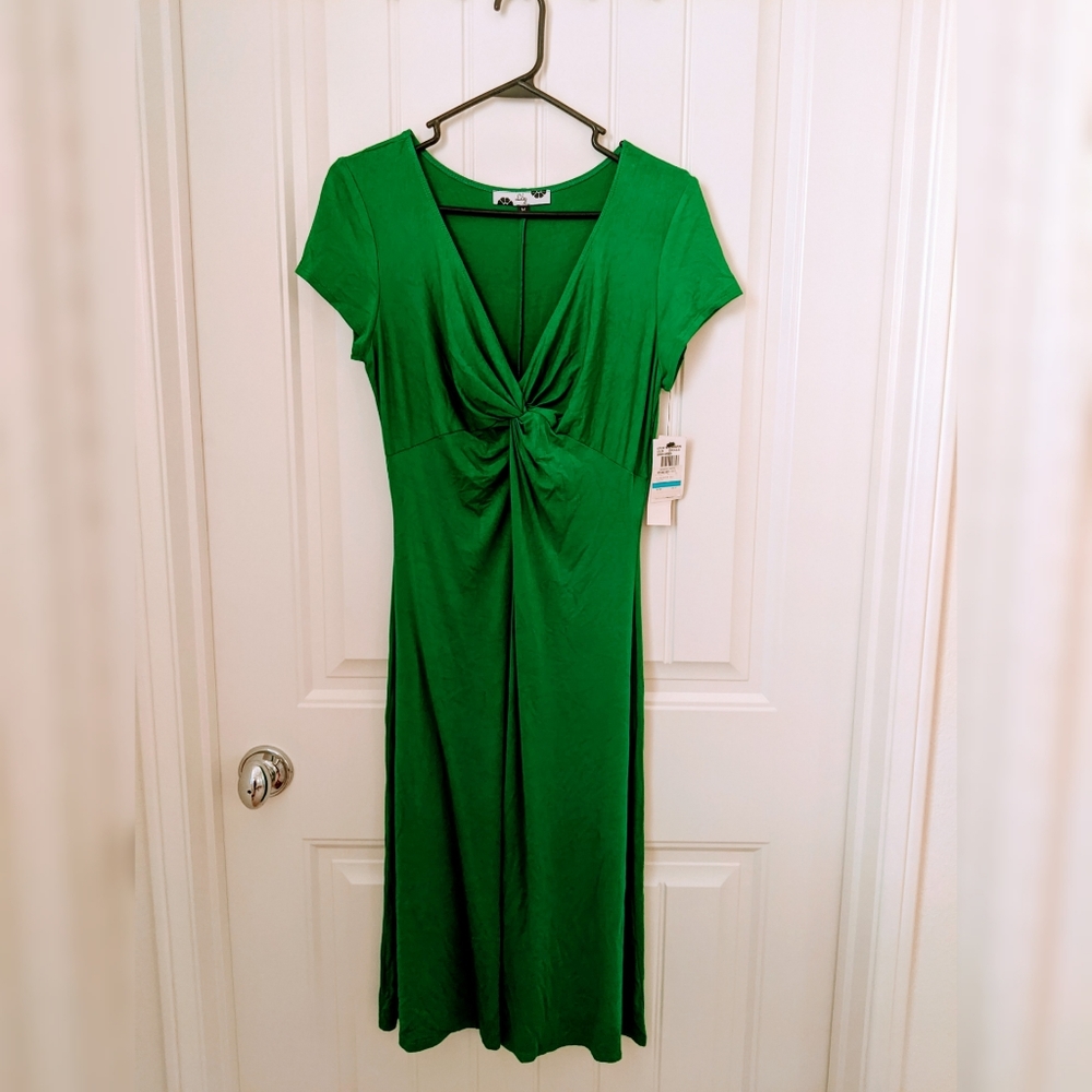 NWT Lily Grass Green Midi Stretch Knit Dress
